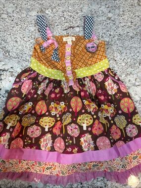 Matilda Jane Brown Pink Green Yellow Patterned Sundress